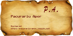 Pacurariu Apor névjegykártya